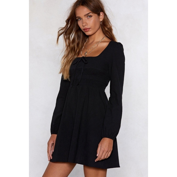 Nasty Gal Women's 2 Evil Woman Black Balloon Long Sleeve Mini Dress - Picture 1 of 16